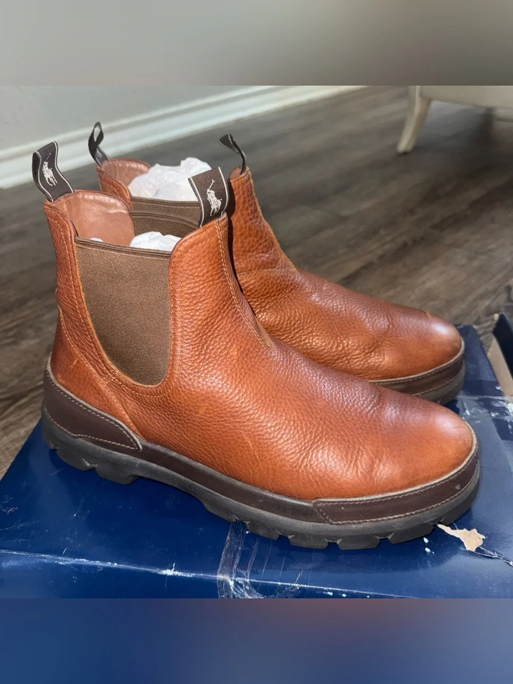 POLO RALPH LAUREN Men's Oslo Chelsea Boots Brown Size 11